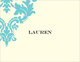 Aqua Damask Scroll Foldover Note Cards Image 4 of 4